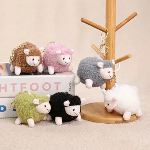 Süßes Liegendes Kleines Schaf Plüschtier Anhänger Weiches Tier Stoffpuppe Taschenornament Schlüsselanhänger Geschenk Für Kinder