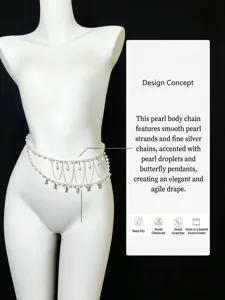 Pearl waist chain for women body jewelry sweet cool style waist accessories for dresses swimwear
