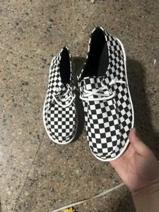 Women casual slip-on shoes black and white checkerboard flat comfortable walking shoes
