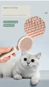 Pet grooming slicker comb with angled design, gentle pins for cats and dogs undercoat care.