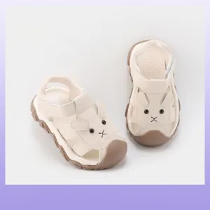Chaussures Premier Pas Bébé Sandales Lapin Dessin Animé Cuir Microfibre Semelle Souple Antidérapant Bambin Été Unisexe