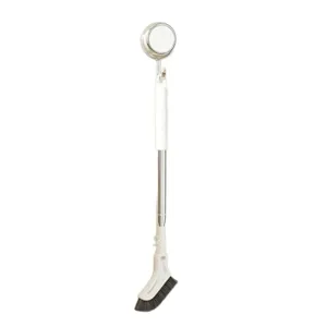 Telescopic cleaning brush with long handle and narrow head, perfect for window gaps and bathroom floors.