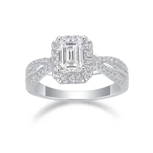 Bague Carrée en Moissanite de Luxe en Argent Sterling 925 Taille Émeraude Bague Empilable Élégante Bijoux de Mode pour Femmes