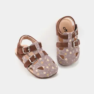 Chaussures pour Petites Filles à Fleurs Ajourées Princesse Semelle Souple Antidérapante Sandales Couleur Contrastée Été