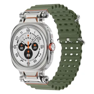 Rugged silicone watch strap with stainless steel connector, breathable mecha style band.