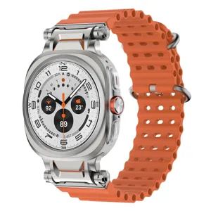 Smartwatch armor case with breathable orange silicone strap and metal connector for daily.