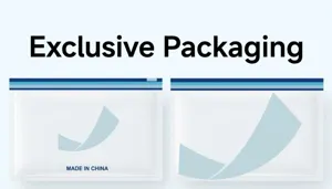 Exclusive packaging bag detail for seamless high waist yoga fitness pants, clean white design.