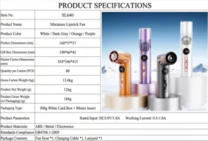 Tragbarer Mini-Falt-Lippenstift-Lüfter mit Digitalanzeige und Taschenlampe für kühlung.