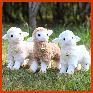 Cute Sheep Plush Toy Stuffed Animal Doll with Bell Birthday Gift for Kids