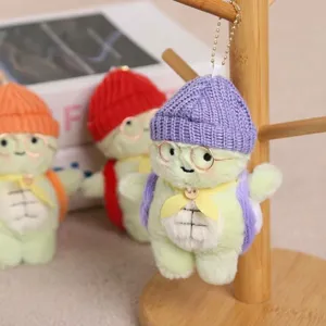 Mignon Fruit Tortue Pendentif Jouet en Peluche Dessin Animé Animal Poupée Rembourrée Sac Ornement Porte-Clés avec Chapeau et Lunettes
