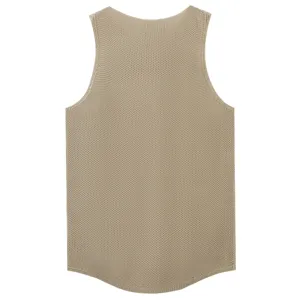 Herren beige hohles Strick Tanktop, lässiges ärmelloses Mesh Pullover Shirt für den Sommer.