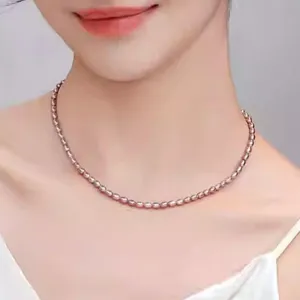 Délicat collier ras du cou en perles d'eau douce élégante chaîne de clavicule bijoux mode