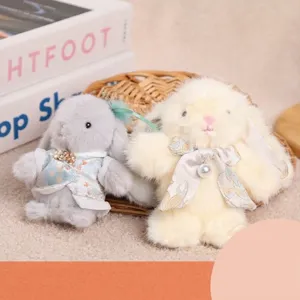 New Chinese Style Wendy Rabbit Plush Toy Keychain Cute Stuffed Animal Doll Schoolbag Pendant Childrens Day Gift For Girls
