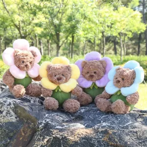 Süßes Blumen Bär Plüschtier Gestopftes Tier Weiche Teddybär Puppe Mit Blumenkragen Kinder Geburtstagsgeschenk