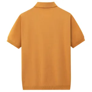 Hombre verano manga corta polo de punto detalle espalda, top casual retro uso diario