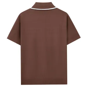 Herren Kurzarm Strick Polo Shirt Freizeit Kontrastkragen Sommer Atmungsaktives Top
