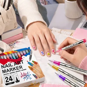 Extra Fijne Punt Directe Vloeistof Nail Art Marker Pennen Sneldrogend Waterdicht DIY Manicure Graffiti Tekenpennen