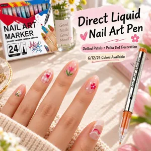 Directe vloeibare nail art marker pen met 0.5mm fijne punt voor professionele nagelgraffiti.