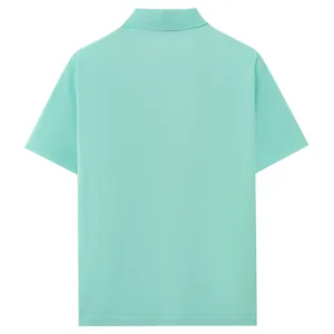 Herren Mintgrünes Kurzarm Strick Polo Shirt Detail Ansicht Sommer Casual Kleidung