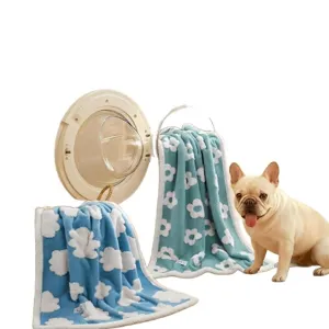 Manta de felpa suave para mascotas con bonito diseño de flores para perros gatos.
