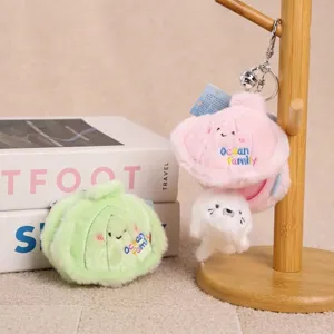 Ocean Family Shell Nest Plush Pendant Cute Sea Creature Stuffed Toy Doll Keychain Bag Ornament Soft Gift