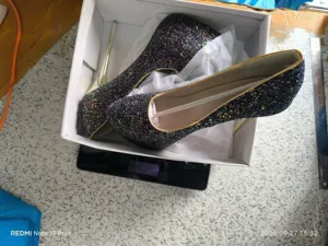 Zapatos tacones de aguja brillante lentejuelas punta fina mujer fiesta moda pumps