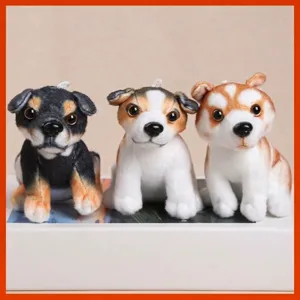 Cute Simulation Puppy Plush Pendant Toy Stuffed Animal Dog Bag Charm Soft Fluffy Key Chain Gift