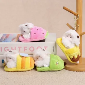 Cute Cartoon Pull Out Slipper Sleeping Sheep Plush Toy Pendant Soft Stuffed Animal Doll Bag Charm Keychain Gift