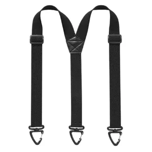 Bretelle elastiche nere per uomo donna attivita all aperto con ganci e clip resistenti
