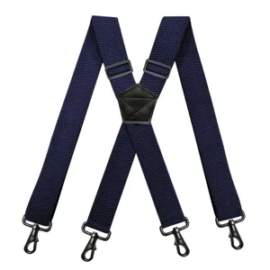 Bretelle elastiche X-back da uomo da 3,8 cm con moschettoni metallici neri resistenti.