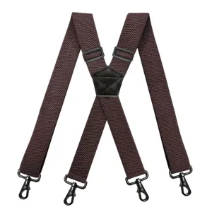 Bretelle elastiche da uomo con design a schiena X e robusti ganci metallici a quattro clip.