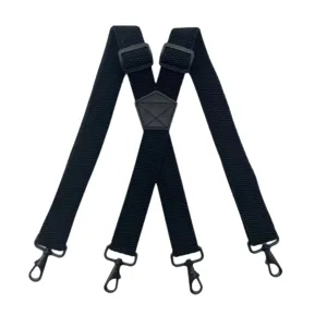 Bretelle elastiche da uomo a X con clip a gancio nere e cinghie larghe 3.8cm testurizzate.