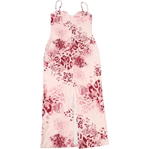 Women sexy sleeveless spaghetti strap low neck abstract printed bodycon dress detail.
