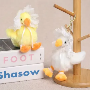 Süße Weiß Gelb Gans Plüschtier Puppe Anhänger Schöne Spitze Kopftuch Stofftier Tasche Schlüsselanhänger Ornament Spielzeug