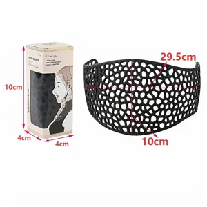 Black mesh hijab crown hair band anti-slip design with box packaging for secure daily wear.