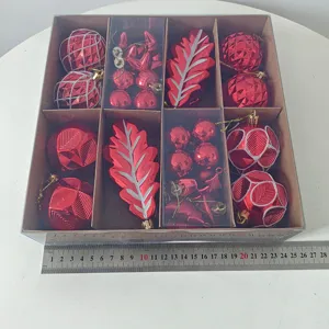 Set de bolas de navidad de plástico rojo colgantes decorativos para fiestas nuevo