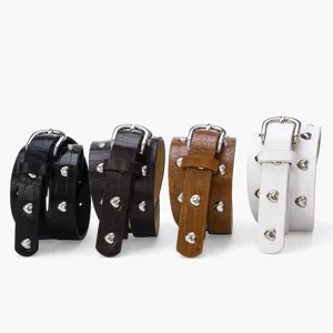 Women Crocodile Pattern Belt Heart Rivet Waistband Fashion Casual Dress Accessories