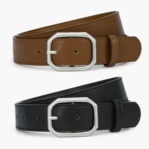 Lot de ceintures femme en cuir PU avec boucle octogonale, ceinture élégante pour jean.