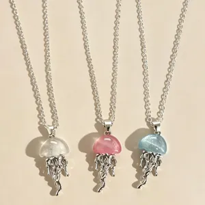 Fresh Jellyfish Pendant Necklace Earrings Zinc Alloy Resin Clear Ocean Summer Style Fashion Jewelry Gift For Women