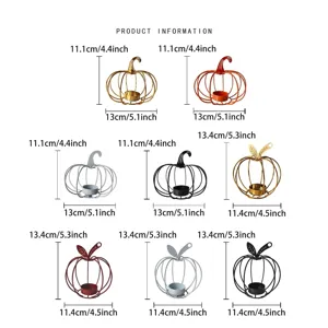 Halloween iron pumpkin candle holder set table home decor size chart dimensions 11cm