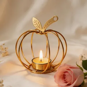 Gold iron pumpkin tealight candle holder romantic table centerpiece home decoration ornament