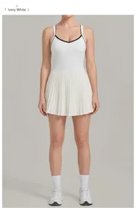 Women athletic tennis dress pleated activewear sports dress with built-in shorts