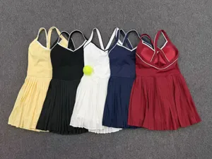 Color-blocked backless tennis dress pleated sports fitness outfit multi-color variant