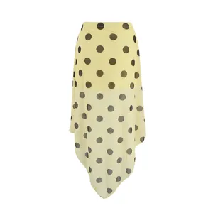 Chic women's polka dot mesh midi skirt, elegant high waist double layer sheer draping design.
