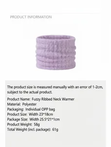 Calentador de cuello acanalado y esponjoso espesado para mujer, protección contra el viento.