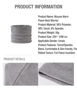 Tour de cou en tricot gris doux chaud d'hiver écharpe tubulaire thermique confortable unisexe
