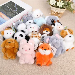 Cute Cartoon Animal Plush Doll Pendant Soft Stuffed Elephant Fox Panda Keychains Kawaii Bag Hanging Ornaments Desktop Decor Kids Toys Gift
