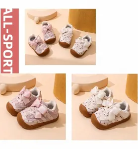 Scarpe primi passi neonato suola morbida con grande fiocco sneakers bimba comode e belle