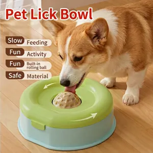 Ciotola per Alimentazione Lenta Animali Palla da Leccare Rotante Dispenser Acqua Galleggiante Anti-Schizzo Ciotola Antiscivolo per Cani e Gatti in Materiale PP