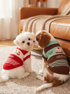 Jersey de otoño invierno para mascotas polo retro perro pequeño gato abrigo cálido ropa suave